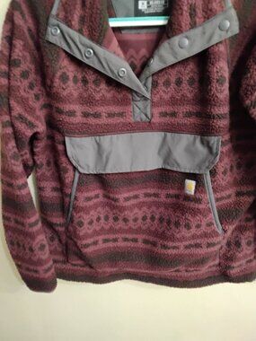 Carhartt Women's Relaxed Fit Fleece Snap-Front Jacket - Port Aztec Pattern - Siz